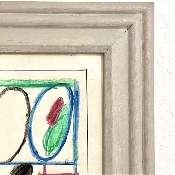 ORIGINAL FRAMED ART Abstract Neon Crayon Drawing - Picture 6 of 6